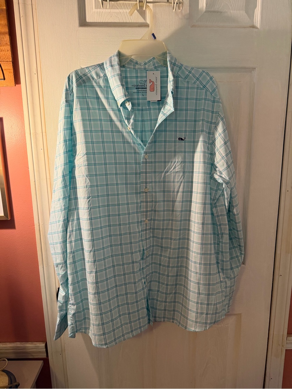Vineyard Vines Men’s Aqua Plaid Button-Down Shirt